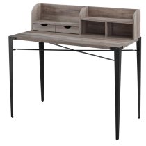 Gilford Wooden Laptop Desk With Hutch Industrial In Grey Wash