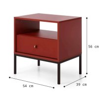 Malibu Wooden Side Table With 1 Drawer In Red