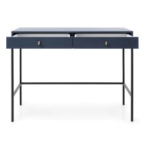 Malibu Wooden Computer Desk With 2 Drawers In Navy