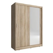 Mack Wooden Wardrobe With 1 Mirrored Sliding Door In Sonoma Oak