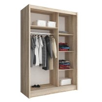 Mack Wooden Wardrobe With 1 Mirrored Sliding Door In Sonoma Oak