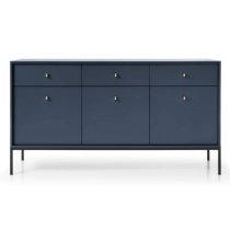 Malibu Wooden Sideboard With 3 Doors 3 Drawers In Navy