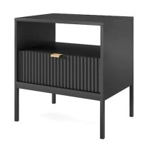 Napa Wooden Bedside Cabinet With 1 Door In Matt Black