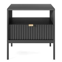 Napa Wooden Bedside Cabinet With 1 Door In Matt Black