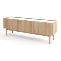 Belton Wooden TV Stand With 3 Doors In Riviera Oak