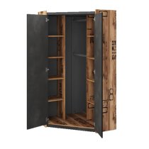 Flint Wooden Wardrobe Corner In Raw Steel Concrete Effect