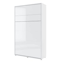 Cortez High Gloss Small Double Bed Wall Vertical In White With LED