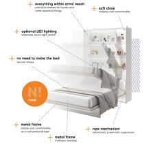 Cortez High Gloss Small Double Bed Wall Vertical In White With LED