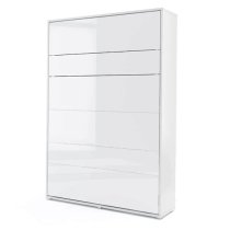 Cortez High Gloss Double Bed Wall Vertical In White With LED