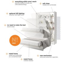 Cortez High Gloss Double Bed Wall Vertical In White With LED