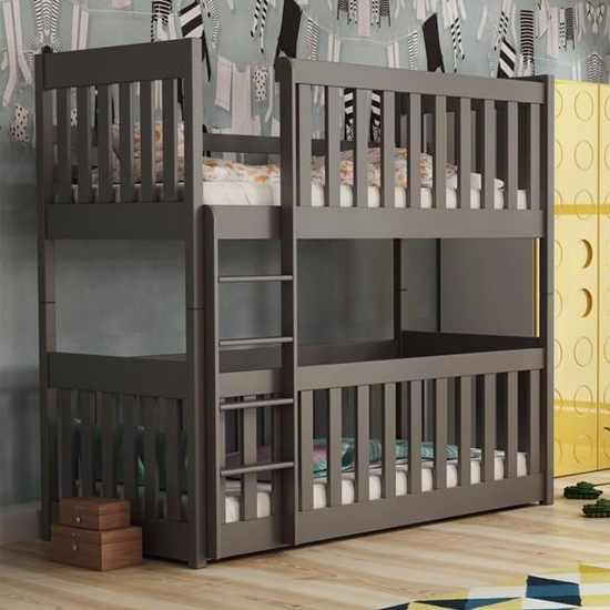 Kinston Bunk Bed And Cot In Graphite With Bonnell Mattresses