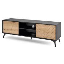 Dale Wooden TV Stand With 2 Doors In Evoke Oak