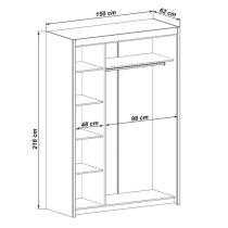 Idaho Mirrored Wardrobe With 2 Sliding Doors In Sonoma Oak