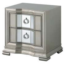 Leeds Mirrored Bedside Cabinet With 2 Drawers In Grey