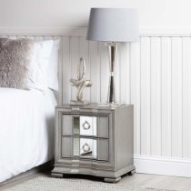 Leeds Mirrored Bedside Cabinet With 2 Drawers In Grey