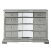 Leeds Mirrored Chest Of 5 Drawers In Grey