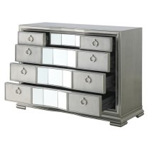 Leeds Mirrored Chest Of 5 Drawers In Grey