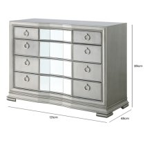 Leeds Mirrored Chest Of 5 Drawers In Grey