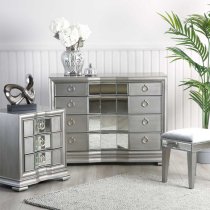 Leeds Mirrored Chest Of 5 Drawers In Grey