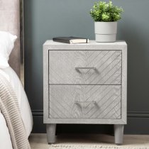 Vernal Wooden Bedside Cabinet With 2 Drawers In Grey Elm