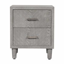 Vernal Wooden Bedside Cabinet With 2 Drawers In Grey Elm