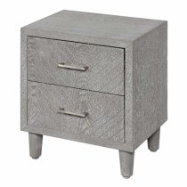 Vernal Wooden Bedside Cabinet With 2 Drawers In Grey Elm