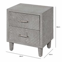 Vernal Wooden Bedside Cabinet With 2 Drawers In Grey Elm