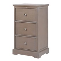 Denver Pine Wood Bedside Cabinet With 3 Drawers In Taupe