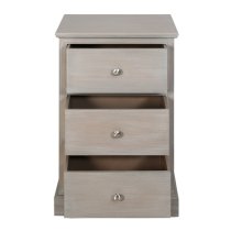 Denver Pine Wood Bedside Cabinet With 3 Drawers In Taupe