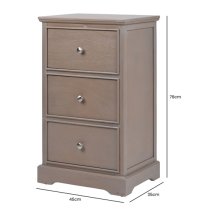 Denver Pine Wood Bedside Cabinet With 3 Drawers In Taupe