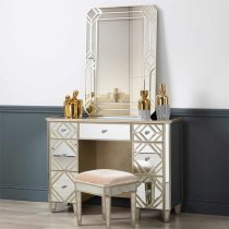 Berlin Mirrored Dressing Stool In Champagne