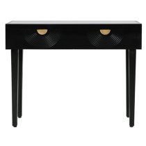 Eliot Mirror Top Console Table In Black And Gold Handle