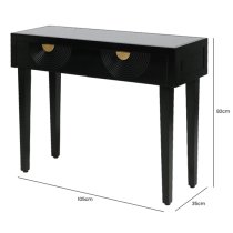 Eliot Mirror Top Console Table In Black And Gold Handle