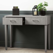 Vernal Wooden Console Table With 2 Drawers In Grey Elm