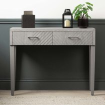 Vernal Wooden Console Table With 2 Drawers In Grey Elm