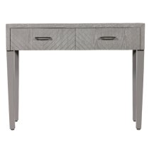 Vernal Wooden Console Table With 2 Drawers In Grey Elm