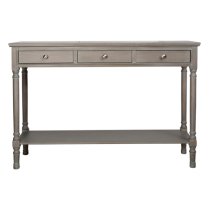 Denver Pine Wood Console Table Large With 3 Drawers In Taupe