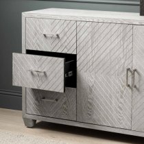 Vernal Wooden Sideboard With 2 Doors 3 Drawers In Grey Elm