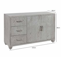 Vernal Wooden Sideboard With 2 Doors 3 Drawers In Grey Elm