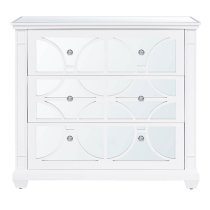 Tyler Mirrored Chest Of 3 Drawers In Washed White