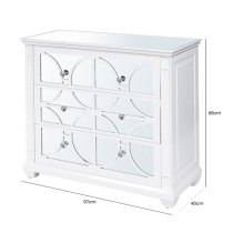 Tyler Mirrored Chest Of 3 Drawers In Washed White