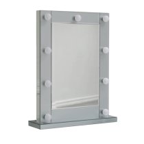 Mack Dressing Vanity Mirror In Grey With LED Bulbs