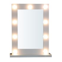 Mack Dressing Vanity Mirror In Grey With LED Bulbs