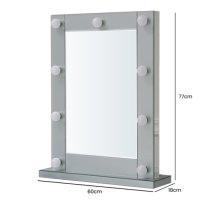 Mack Dressing Vanity Mirror In Grey With LED Bulbs