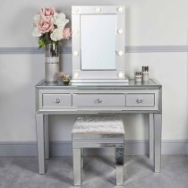 Mack Dressing Vanity Mirror In Grey With LED Bulbs