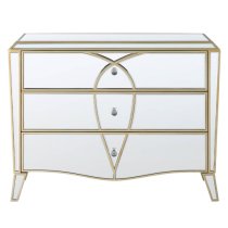 Parker Mirrored Chest Of 3 Drawers In Champagne