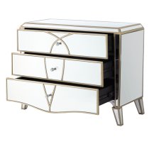 Parker Mirrored Chest Of 3 Drawers In Champagne