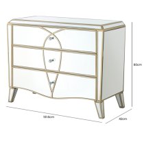 Parker Mirrored Chest Of 3 Drawers In Champagne