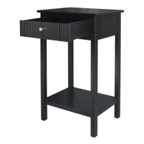 Lorain Pine Wood End Table With 1 Drawer In Matte Black