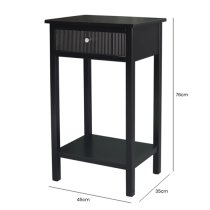 Lorain Pine Wood End Table With 1 Drawer In Matte Black